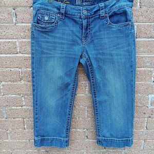 Kut From The Kloth‎ Wide Cuff Stretch Blue Denim Bermuda Jeans Size 8